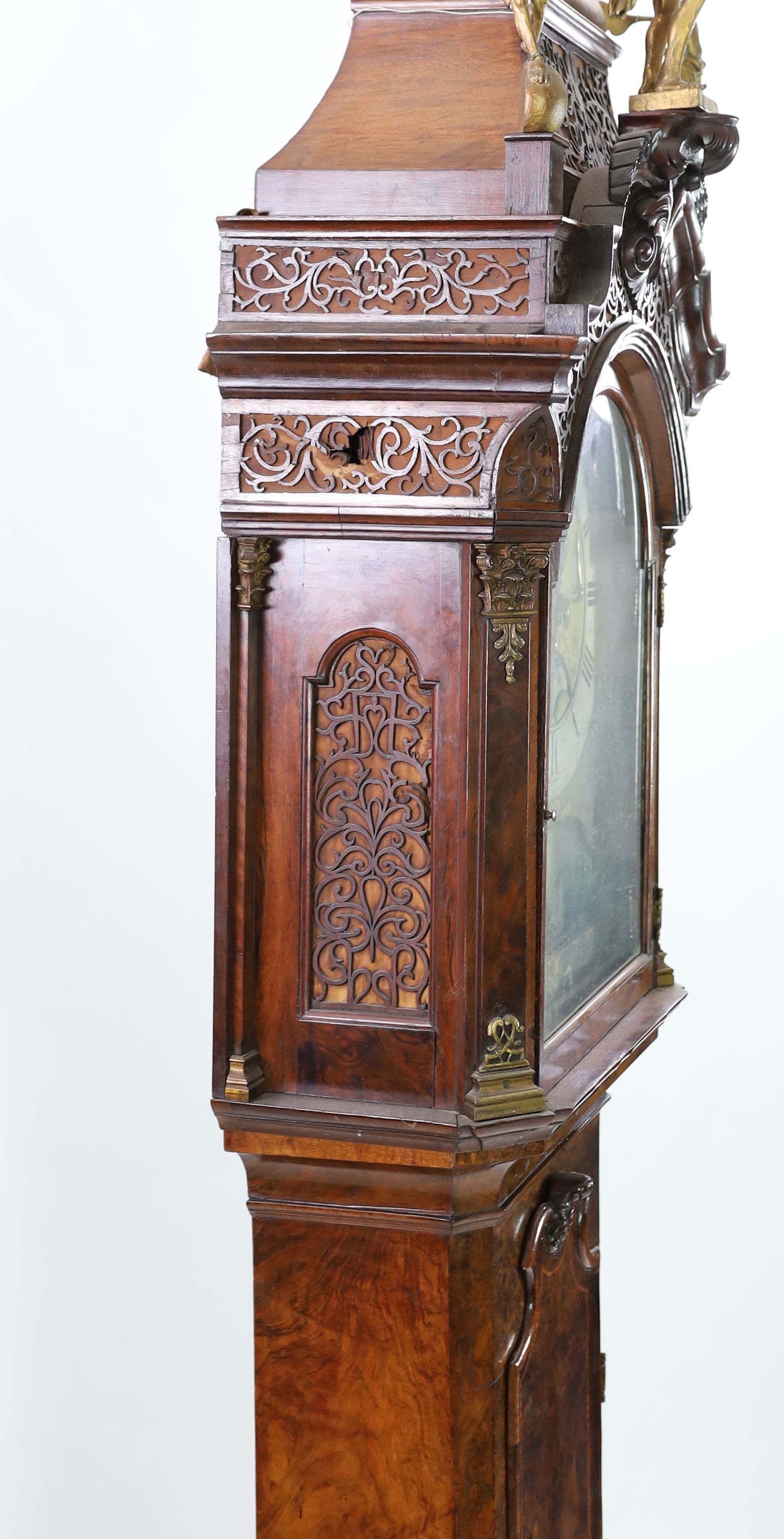 Paulus Bramer En Zoon of Amsterdam. An 18th century Dutch walnut repeating 8-day alarum longcase clock H.275cm. W. 68cm.